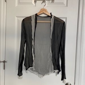 See through sheer ruffle top